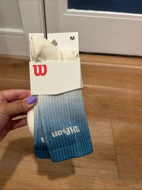 NWT Wilson Men's Ombre Blue Crew Socks with Cream Top, 8-10.5